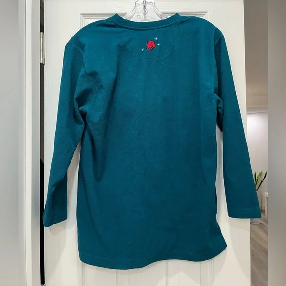 Vintage The Disney Store 7 Seven Dwarves Turquoise Small Long Sleeve Fleece - Picture 2 of 4